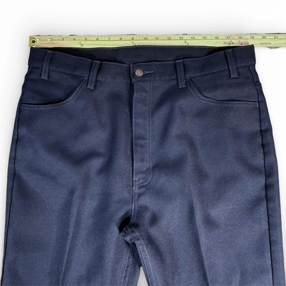 VTG Levis Pants Mens 38x30 (38x28) Navy Dacron 10517 Polyester Sta‎ Prest Hemmed - Picture 10 of 12